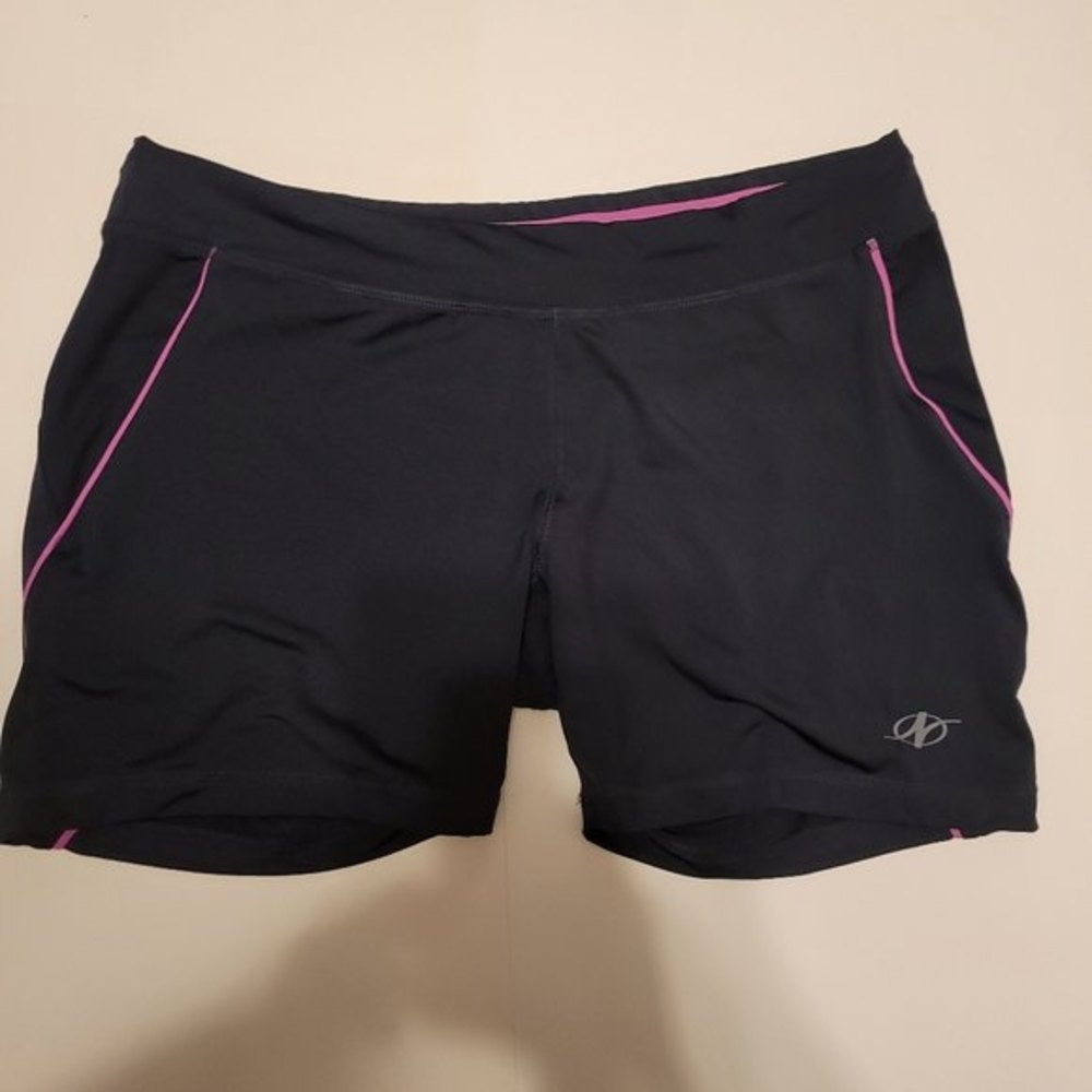 Womens Nordic Track spandex shorts size large Black/Purple